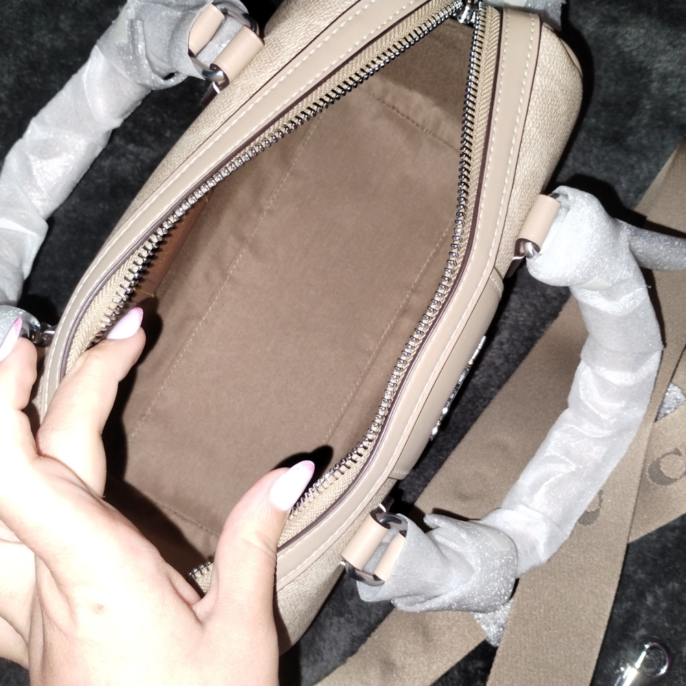 Coach Rowan Sand/Taupe/Silver Signature Satchel Bag - Picture 3 of 6